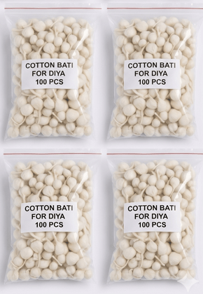 Cotton Bati for Diya  - 4 packets [100 pcs each]
