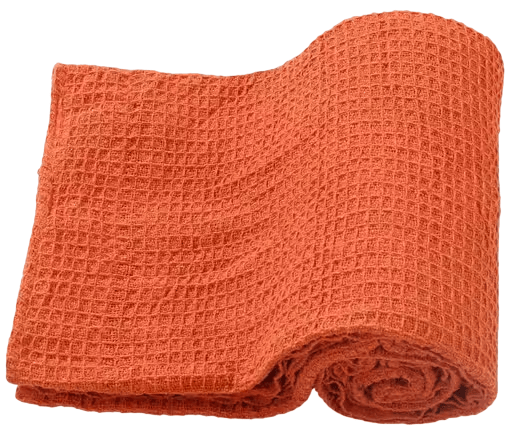 Rust Orange Cotton Waffle Weave Blanket