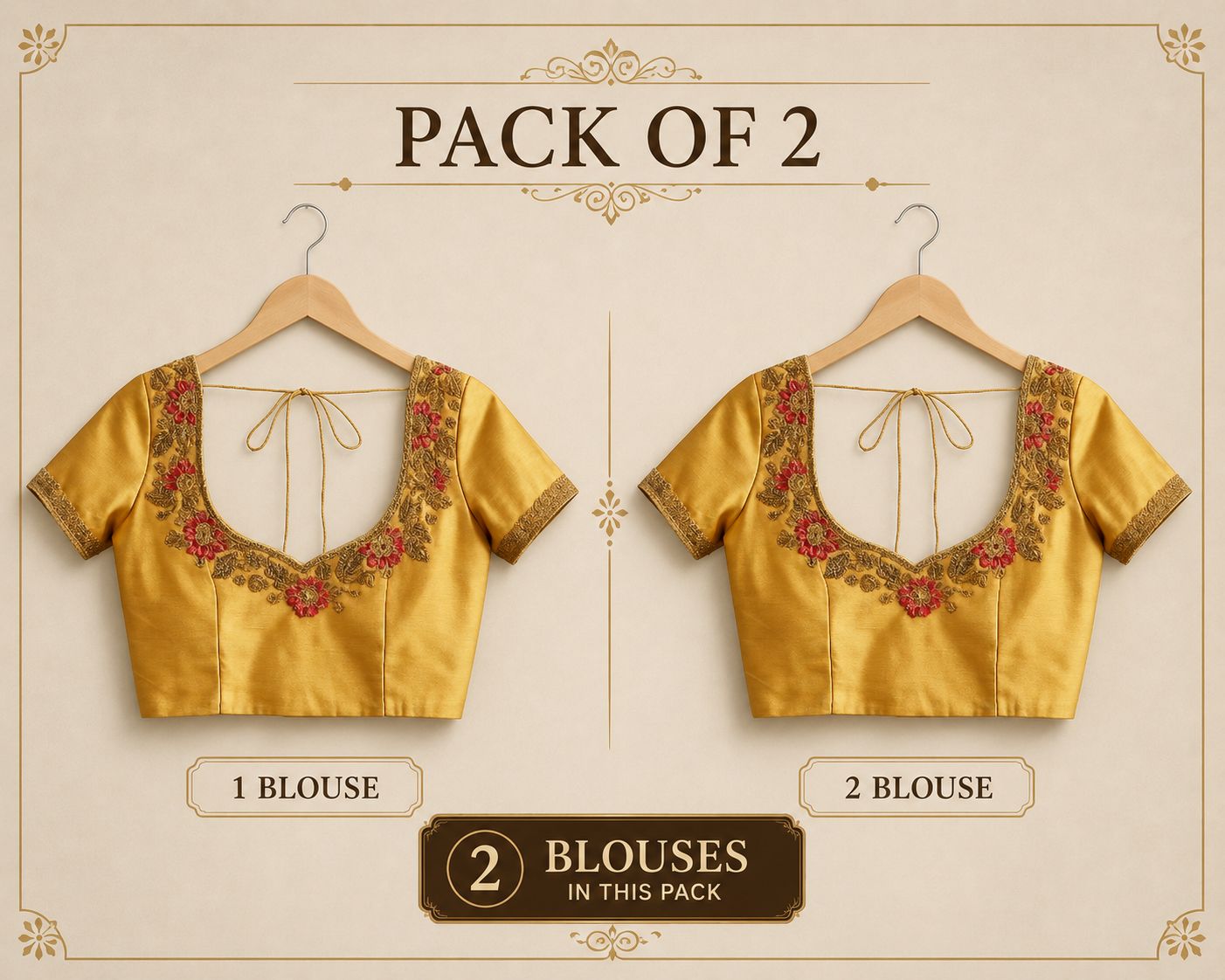 Mustard Yellow Silk Embroidered Saree Blouse