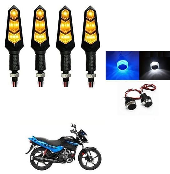 PECULIAR ZONE 6LEDY+HBB Front, Rear, Side LED Indicator Light for Bajaj, Hero, Honda, TVS, Suzuki, Universal For Bike Universal For Bike (Yellow, Blue)