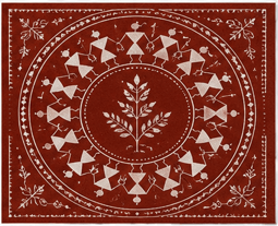 Handmade Warli Art on Terracotta Canvas