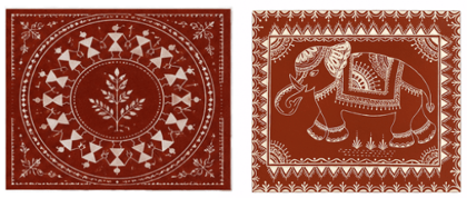 Handmade Warli Art Coasters Set of 2
