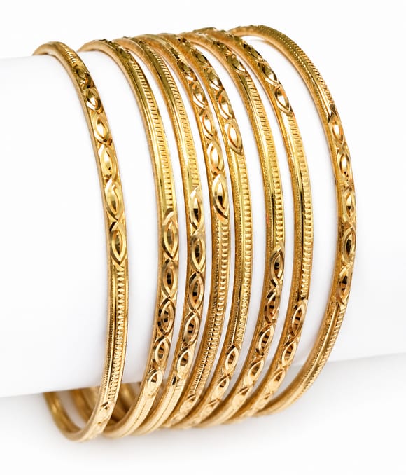 Gold-Plated Bangle Set (8 Pieces)