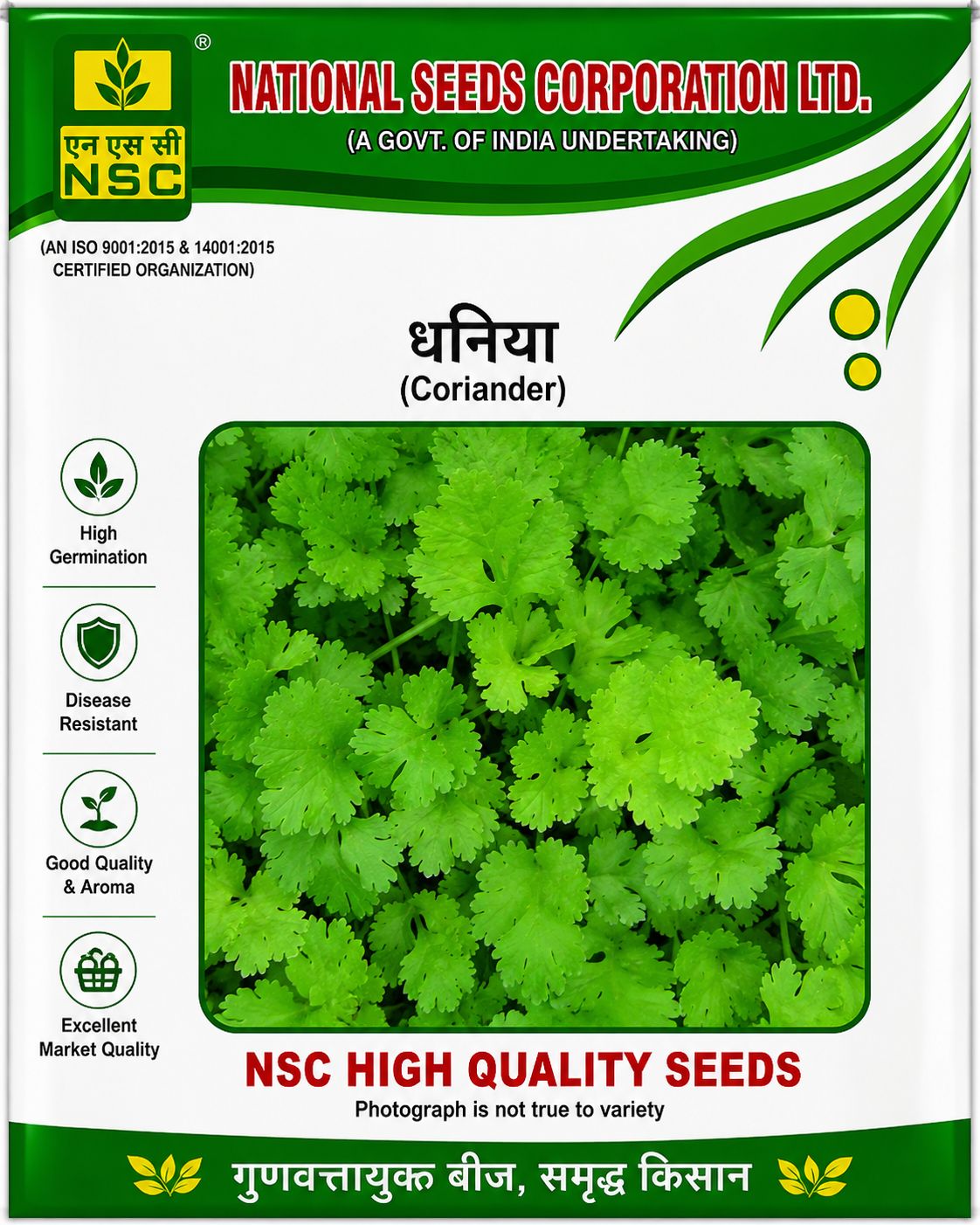 NSC Coriander, ACR-1 variety 500 gram Truthfully Labelled Seed Pouch