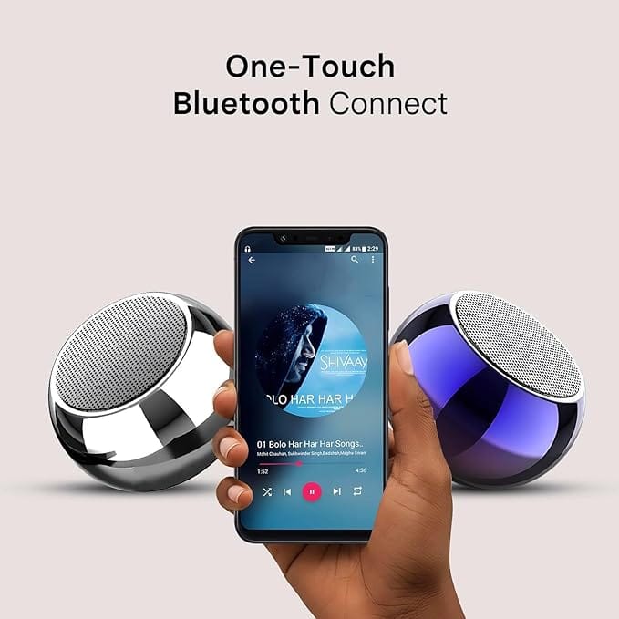 Mini Boost 4 Bluetooth Speaker 4D Mini Electroplating Round Steel Speaker - Multicolor - Pack of 1