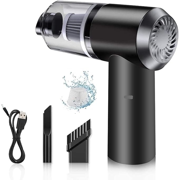 2-in-1 Car Vacuum Cleaner - 120W High-Power Handheld Wireless With Dust Collection/Lighting, Home and Car Dual-Use, Portable USB Rechargeable, Black