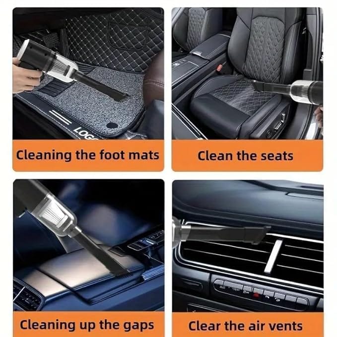 2-in-1 Car Vacuum Cleaner - 120W High-Power Handheld Wireless With Dust Collection/Lighting, Home and Car Dual-Use, Portable USB Rechargeable, Black