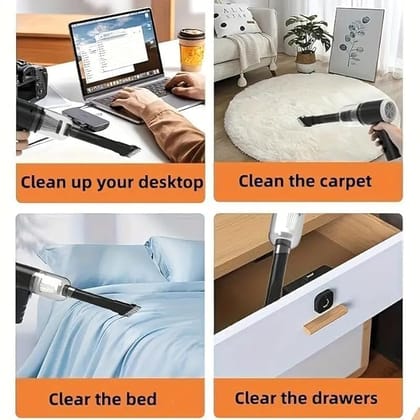 2-in-1 Car Vacuum Cleaner - 120W High-Power Handheld Wireless With Dust Collection/Lighting, Home and Car Dual-Use, Portable USB Rechargeable, Black