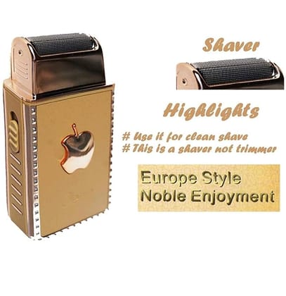 Shaver Trimmer | Rechargeable Cordless & Corded Shaver for Men | Beard, Hair & Moustache Grooming | Ergonomic Design | Precision Blade Grooming Tool (Apple Gold)