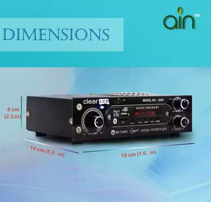 Digital FM Receiver Amplifier, Model 2280, Bluetooth, USB, SD Card, MP3, Echo, Mic Input, Bass and Treble Control