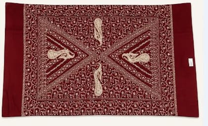 Traditional Maroon and Cream Printed Cotton stole