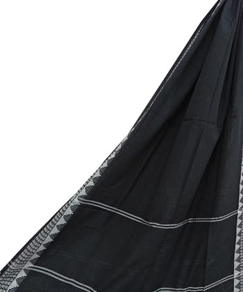 Black Sambalpuri Handwoven Single Ikat Cotton Dupatta SFCDUP2353