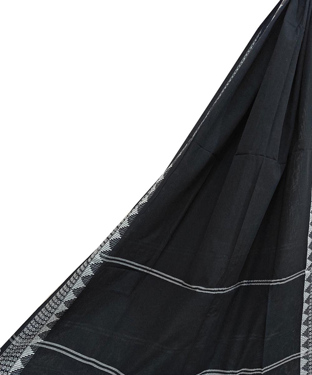 Black Sambalpuri Handwoven Single Ikat Cotton Dupatta SFCDUP2353