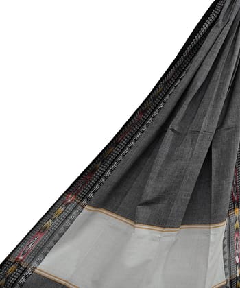 Gray Sambalpuri Handwoven Single Ikat Cotton Dupatta SFCDUP2354
