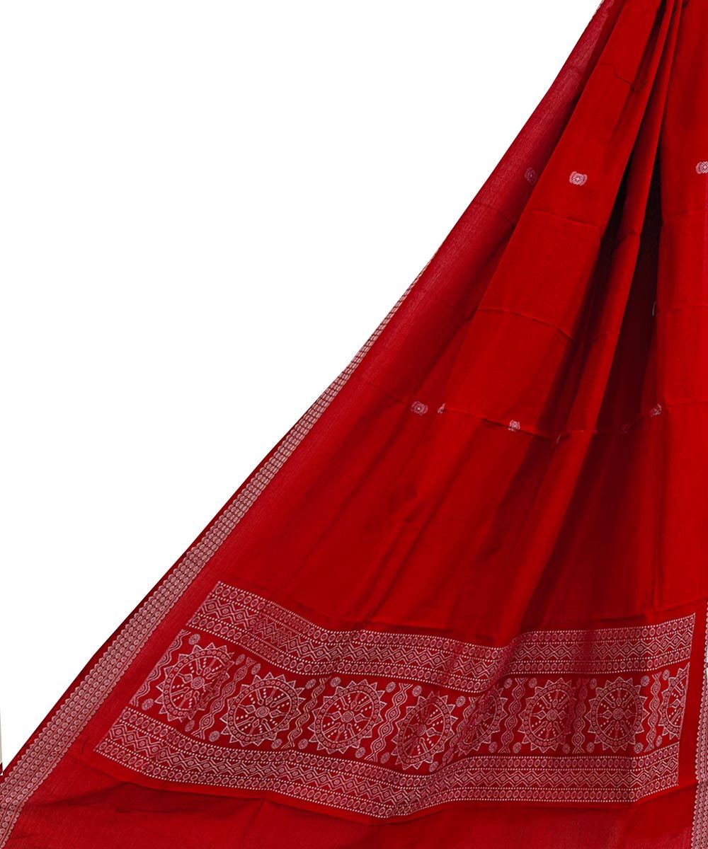 Red Sambalpuri Handwoven Cotton Dupatta SFCDUP2358