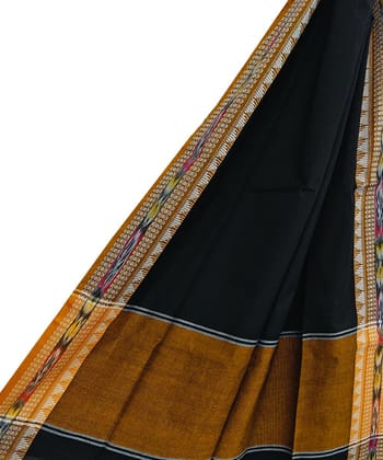Black Sambalpuri Handwoven Single Ikat Cotton Dupatta SFCDUP2362