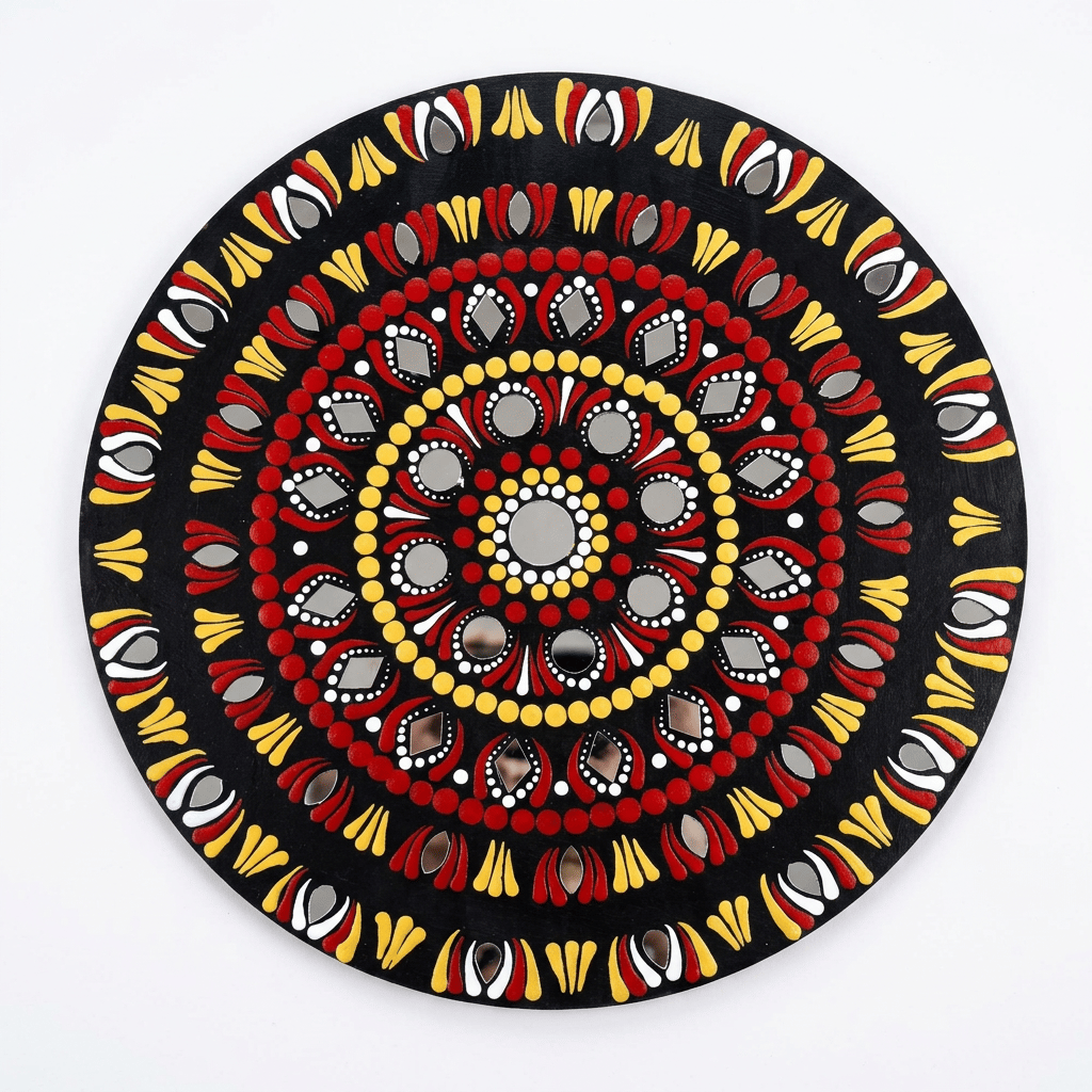 Handmade Lippan Art Mandala Wall Hanging | Vibrant Mirror Work Plate