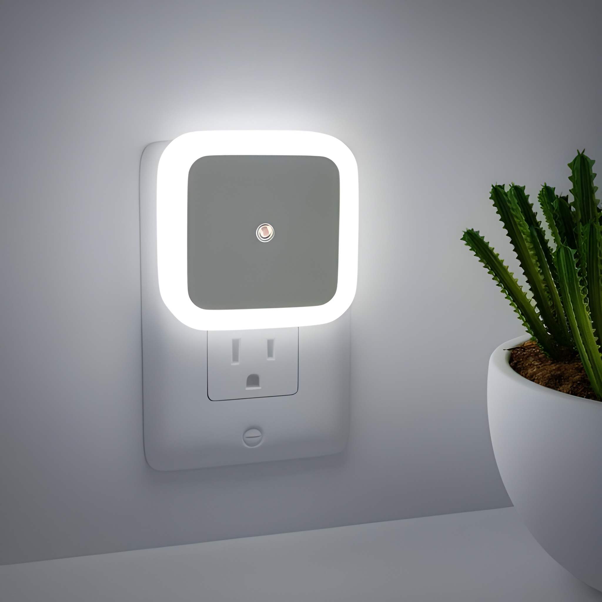 Night Lamp Sensor Light for Bedroom Bedside & Home – Smart Automatic ON/OFF Dim LED Energy Saving Plug-in Night Light for Hallway, Stairs, Kitchen & Bathroom (Polycarbonate White)