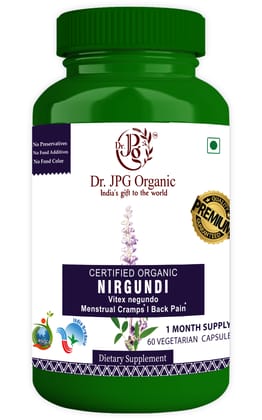Dr JPG Organic Herbals   Nirgundi Capsules For Joint Pain & Back Pain 60 Veg. Capsules | INDIA ORGANIC Certified (Pack Of 1)