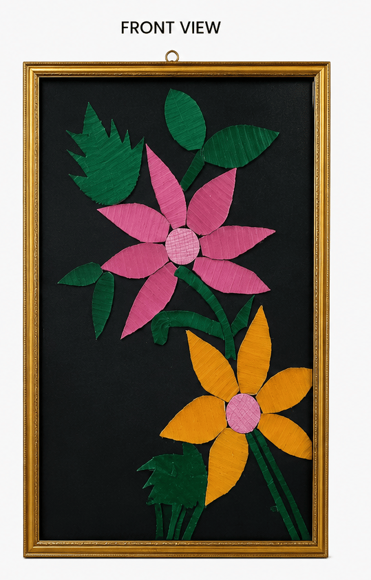 Handmade Floral Paper Art in Golden Frame