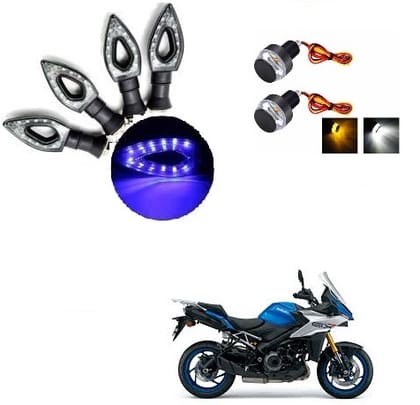 Peculiar Zone HEARTBLUE4PCS + HANDLE LIGHT YELLOW WHITE  Universal LED Indicators for Motorbikes - Set of 4 Blue Lights, Waterproof ABS Plastic Body.