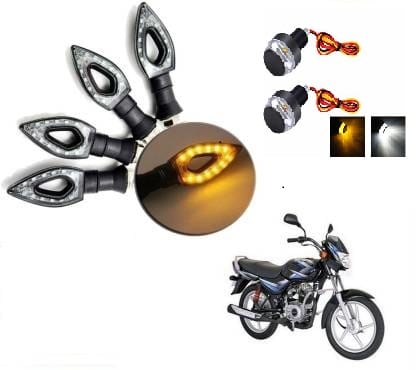 Peculiar Zone HEARTYELLOW4PCS + HANDLE LIGHT YELLOW WHITE  Universal LED Indicators for Motorbikes - Set of 4Yellow Lights With Handle Blue , Waterproof ABS Plastic Body.