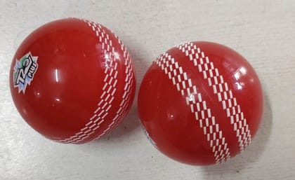 Jaspo Synthetic T-20 Plus Practice Cricket Ball/Wind Balls (120-130 Gms) For - Indoor & Outdoor Street & Beach Cricket (Pack Of 2) (RED)