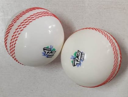 Jaspo Synthetic T-20 Plus Practice Cricket Ball/Wind Balls (120-130 Gms) For - Indoor & Outdoor Street & Beach Cricket (Pack Of 2) (WHITE)