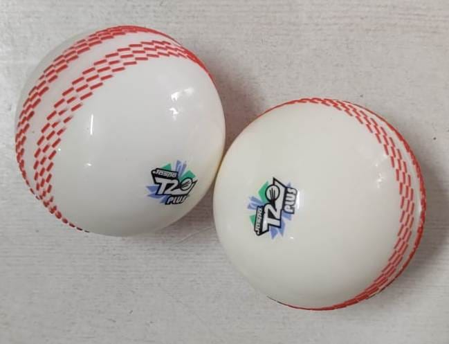 Jaspo Synthetic T-20 Plus Practice Cricket Ball/Wind Balls (120-130 Gms) For - Indoor & Outdoor Street & Beach Cricket (Pack Of 2) (WHITE)