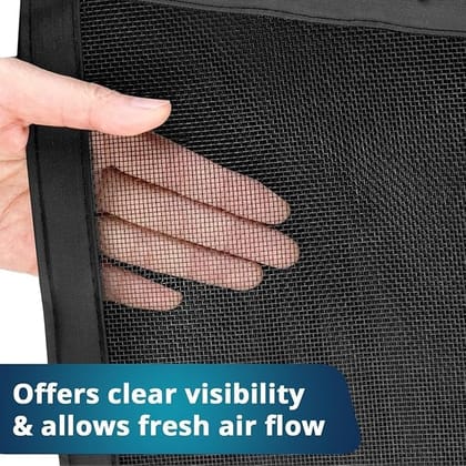 Classic Mosquito Net for Door Fiberglass Magnetic Curtain Auto Closing Insect Screen for All Door Types with Self Adhesive Hook Tape (210X100cms, Black)
