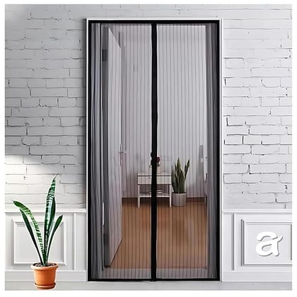 Magnetic Mosquito Screen Door Net Curtain with Magnets Reinforced Polyester Curtain Back Door Mesh with All in One Insect Control | Insect Repellent Size 7 feet Black Color