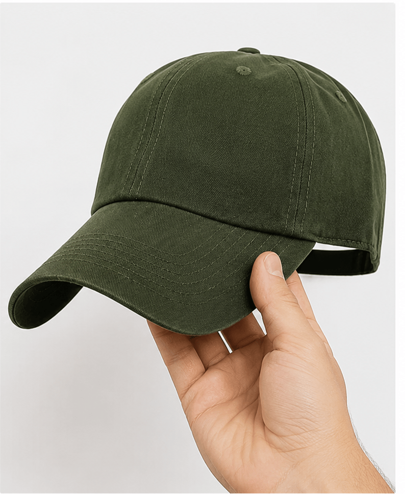 Men's Plain Cotton Baseball Cap - Army Green