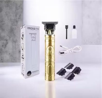 Vintage T9 Professional Hair & Beard Trimmer for Men | Cordless USB Rechargeable Zero-Gap T-Blade Hair Clipper with 4 Guide Combs – Gold Vintage T9 Professional Hair & Beard Trimmer for Men | Cordless USB Rechargeable Zero-Gap T-Blade Hair Clipper with 4 Guide Combs – Gold