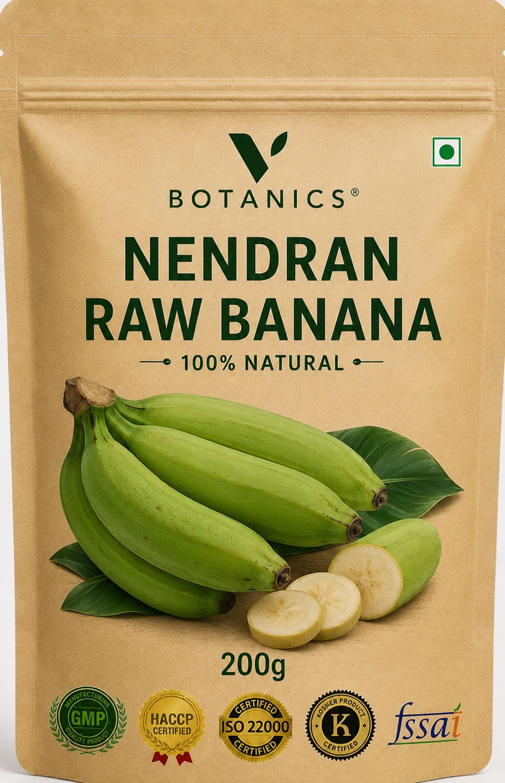 VBotanics Nendran Raw Banana Powder - 100% Natural, 200g Pouch