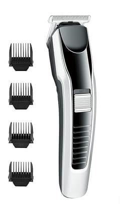 AT-538 Rechargeable Hair Beard Trimmer for Men Trendy Styler HTC Trimmer Stainless Steel Sharp Blade Beard Shaver (Black)