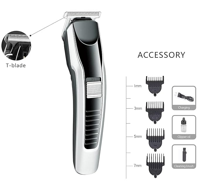 Men's Cordless Hair Trimmer – Rechargeable Beard Styling Machine Professional Hair Cutting Trimmer for Men – Rechargeable Grooming Kit Electric Hair & Beard Trimmer – Sharp Blade Cordless Clipper