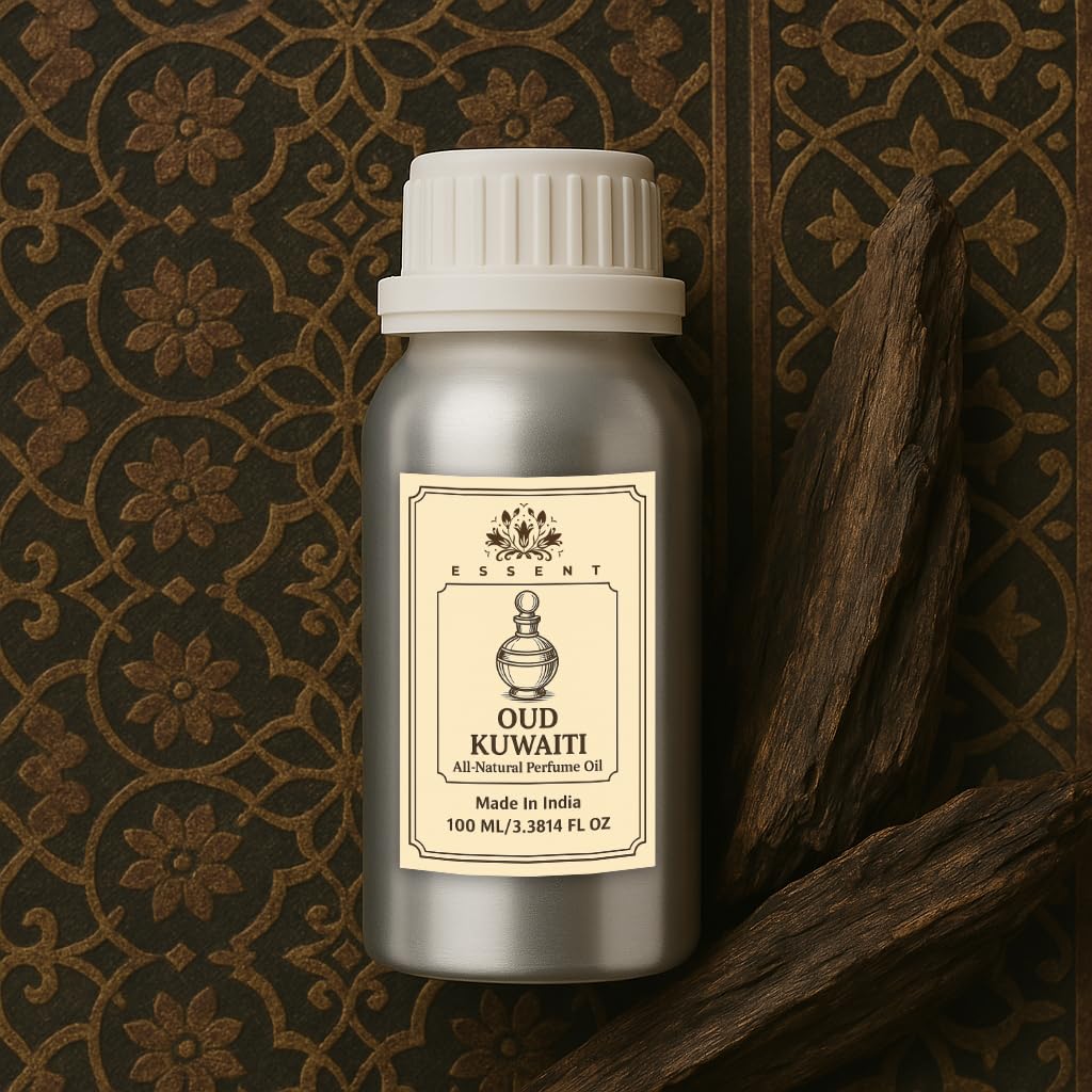 Essent Oud Kuwaiti Unisex Roll-On Attar 3.38 fl. oz. (100 ml) | Long-Lasting Natural Fragrance | Alcohol-Free Perfume Oil