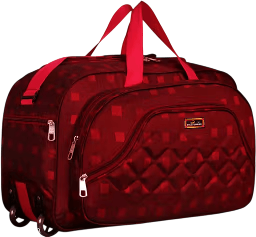 Stylo Diamond Checked Red Polyester Rolling Duffle Bag