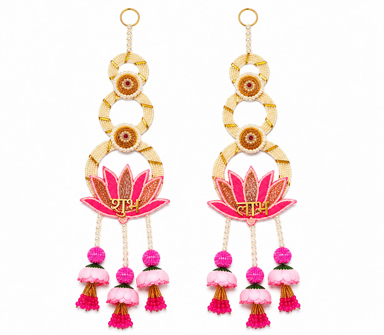 Pink Lotus Shubh Labh Wall Hanging
