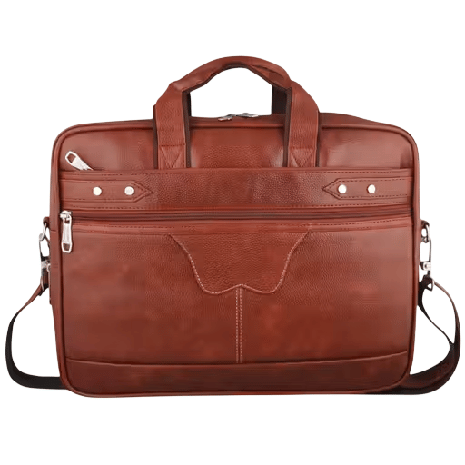 Men's Brown PU Leather Laptop Briefcase and Messenger Bag