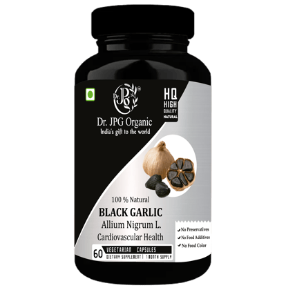 Dr. JPG Organic Herbals Black garlic Extract Capsules 500mg, 60 Veg. For Improves heart health/Regulates blood sugar levels.