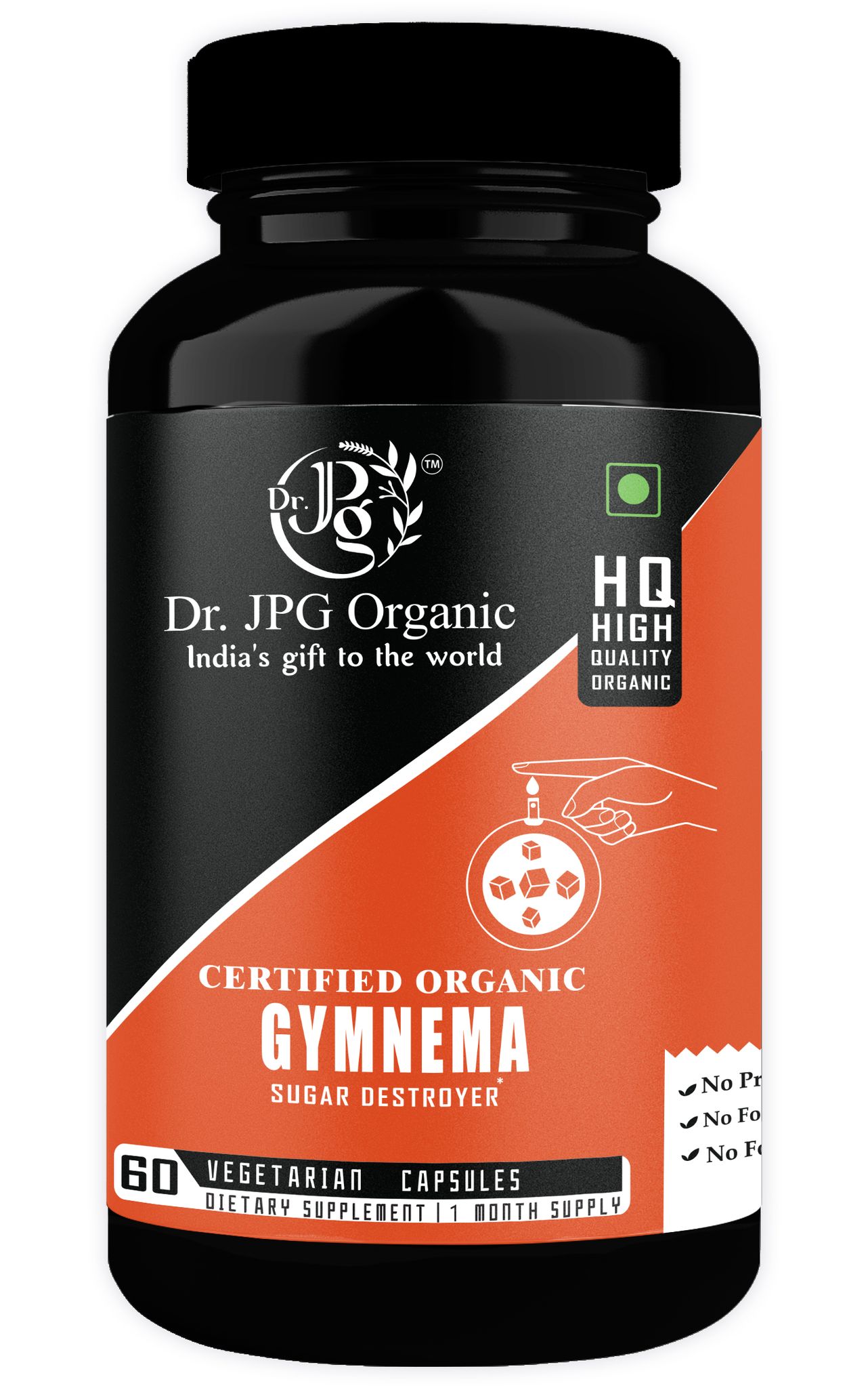 Dr JPG Organic Herabals Gymnema/Gudmar Capsules For Blood Sugar Support & Metabolism 60 Veg. Capsules | INDIA ORGANIC Certified (Pack Of 1)