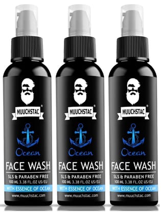 Muuchstac Ocean Face Wash for Men, SLS & Paraben Free, 100 ml (Pack of 3) Muuchstac Ocean Face Wash for Men, SLS & Paraben Free, 100 ml (Pack of 3)