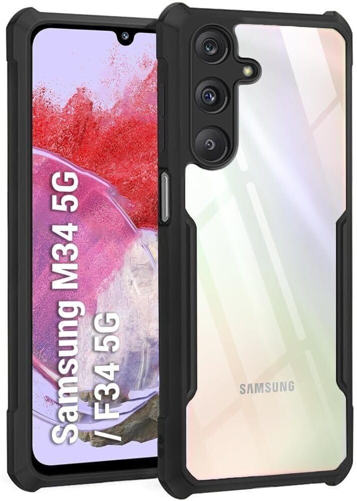 PLUGTECH Slim Shockproof Case | Matte Black Soft | Drop Protection | Precise Cutouts | Premium Mobile Cover for Samsung Galaxy M34 5G, Samsung Galaxy F34 5G