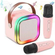 Rechargeable Bluetooth Karaoke Speaker with Wireless Microphone & LED Lights | Portable Mini Karaoke Machine Singing Mic Set | Music Speaker Toy for Kids Boys Girls Adults Party Birthday Gift