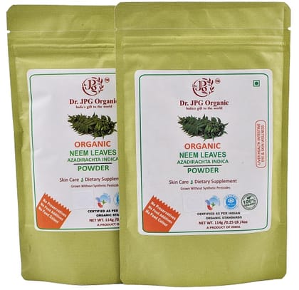 Dr. JPG Organic herbals  Neem Powder 228g / Azadirachta indica/Neem Leaf Powder/INDIA ORGANIC certified / 114g Pack Of 2