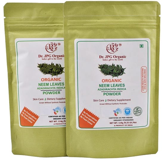 Dr. JPG Organic herbals  Neem Powder 228g / Azadirachta indica/Neem Leaf Powder/INDIA ORGANIC certified / 114g Pack Of 2