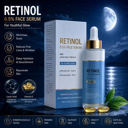 Elegantra Natural Retinol Face Serum – Advanced Anti-Aging face serum 30ml pack of 1 for Skin Renewal & Smoothing Night Serum for Fine Lines, Open Pores & Uneven Tone