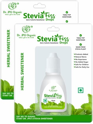 Dr. JPG Organic Herbals  Stevia Drops Liquid 10ml / Extract Stevia Drops/Pure Natural Plant Based Sweetner/Natural Sweetner.(Pack of 2)