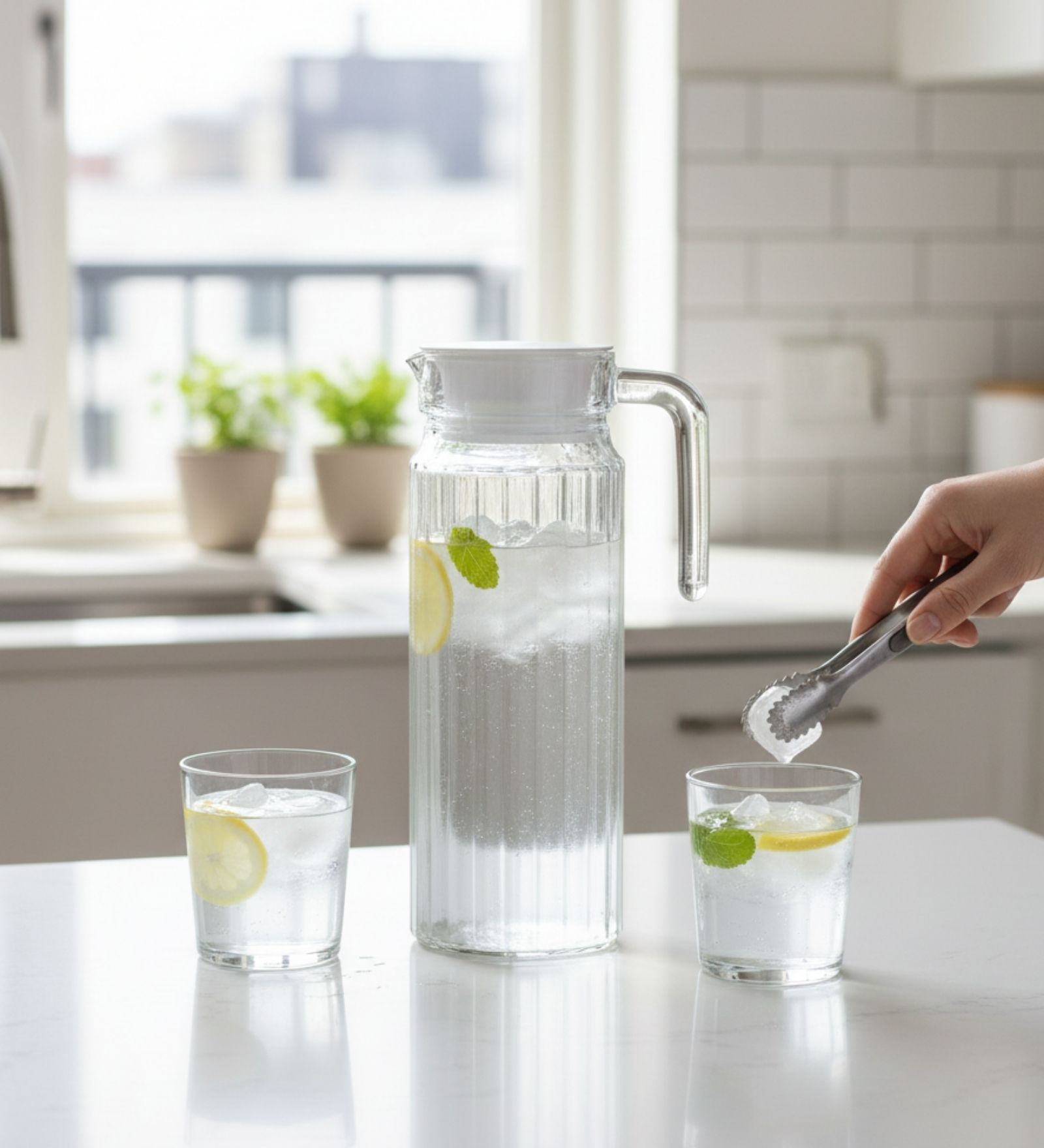 Narradora Water Jug 1.1 L Set of 1 | Transparent Water Pitcher for Water, Juice, Cold Drinks & Beverages | Durable Serving Jug for Home, Kitchen, Fridge & Dining Table